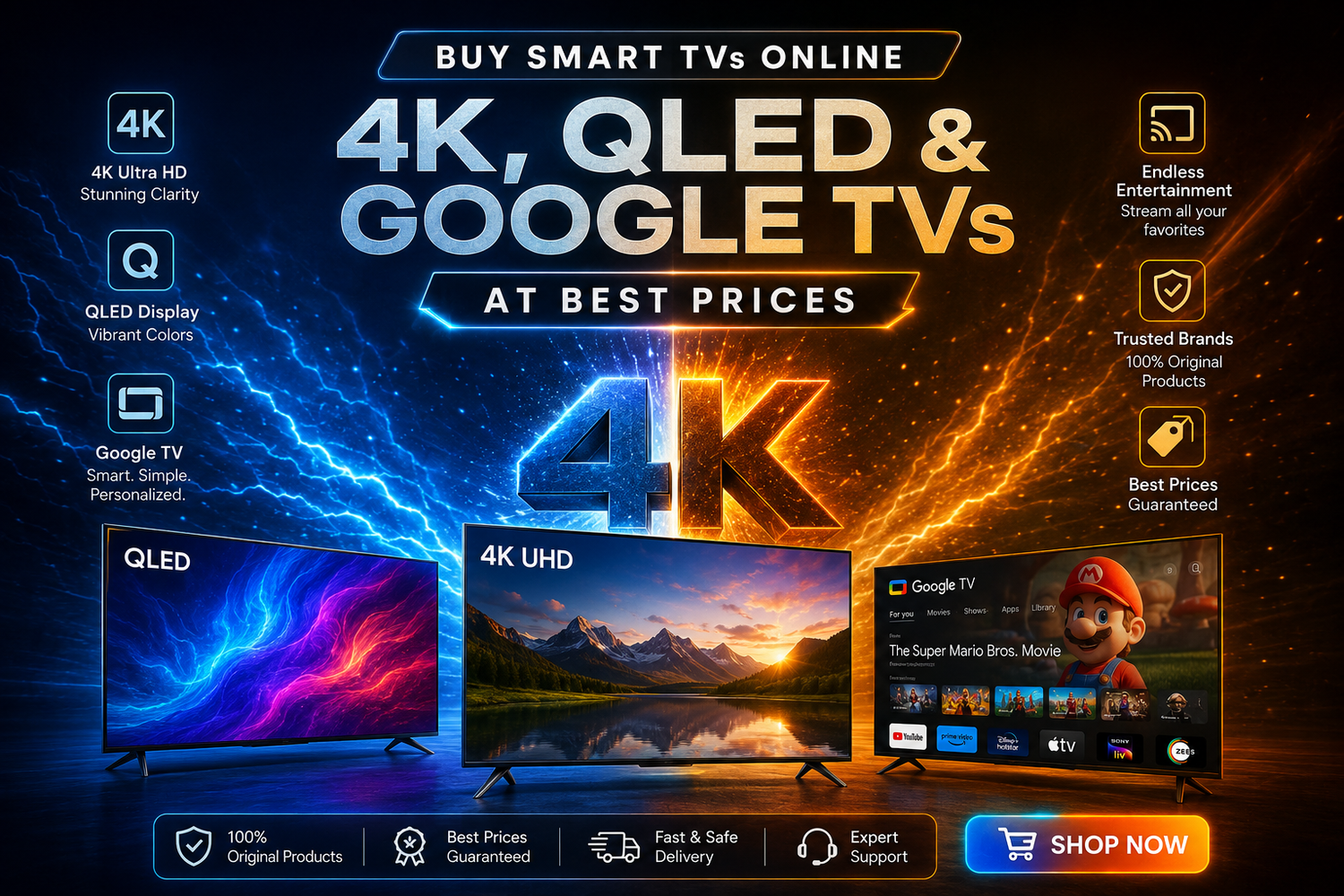 Buy Smart TVs Online – 4K, QLED & Google TVs at Best Prices