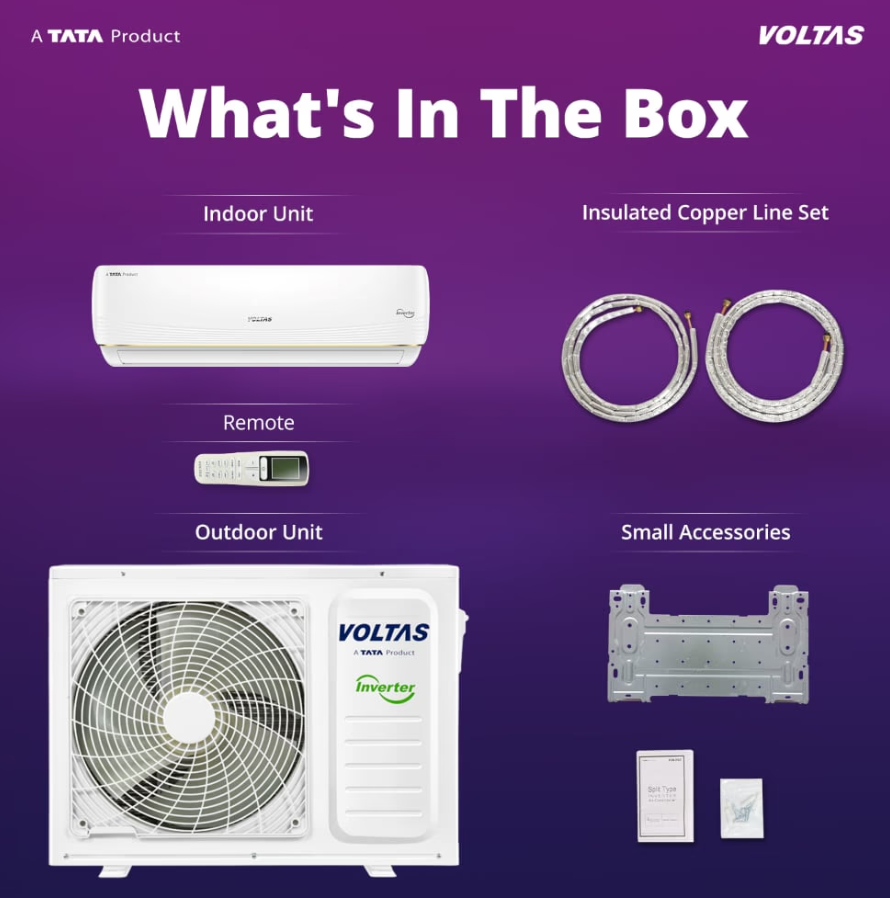 Voltas AC 1.5 Ton 3 Star Inverter Split β Vertis AI (Zest Gold)