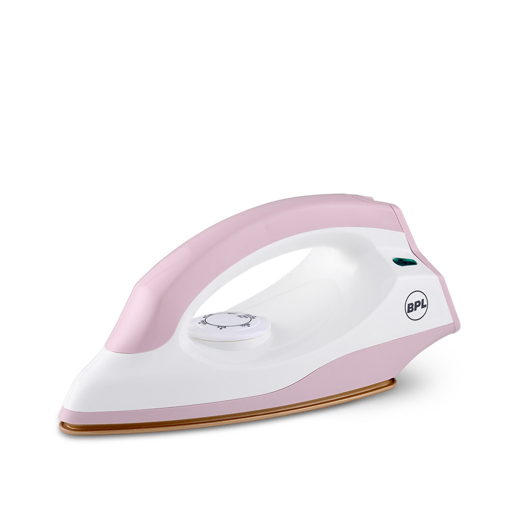 BPL BDIS0021 Dry Iron – 750W, Pink & White, Non-Stick Soleplate