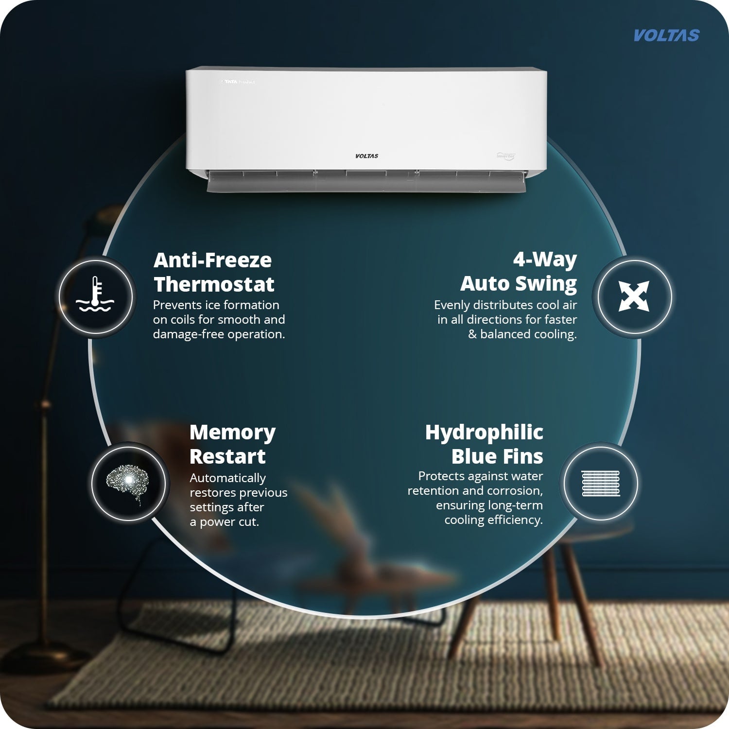 #Voltas 1.5 Ton 3 Star Inverter Split AC Venus Luxe