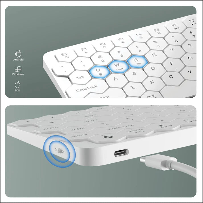 XECH Hive Honeycomb Wireless Keyboard with ergonomic honeycomb design