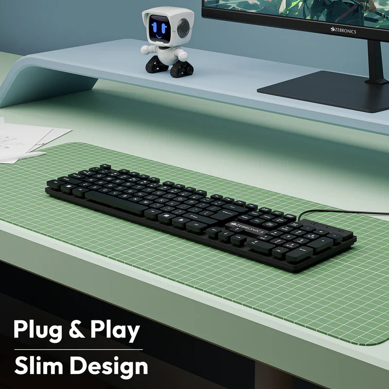 Zebronics K03 USB keyboard UV coated keys and plug and play connectivity