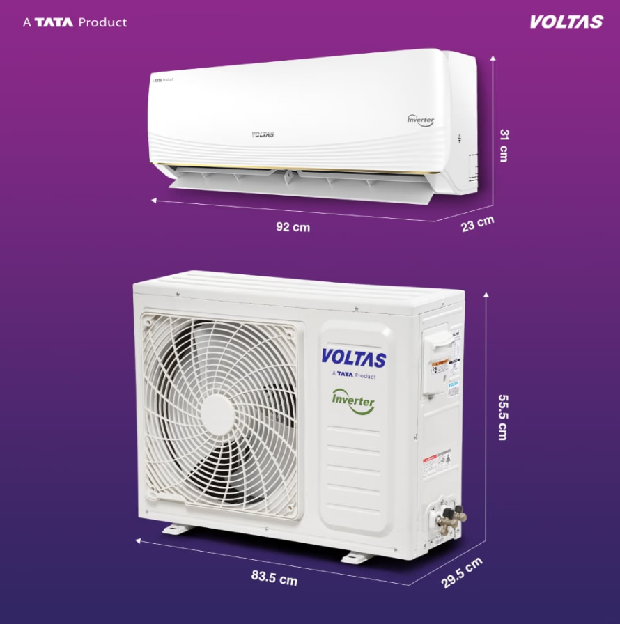 Voltas AC 1.5 Ton 3 Star Inverter Split β Vertis AI (Zest Gold)