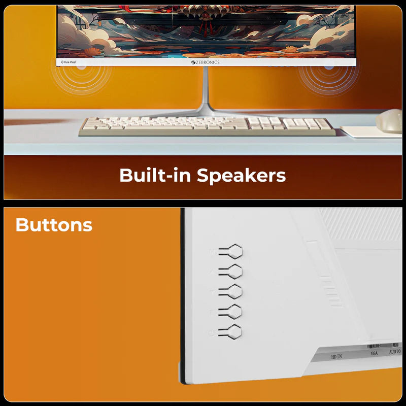 Zebronics A25FHD 25 inch LED Monitor with built-in speakers and side button features