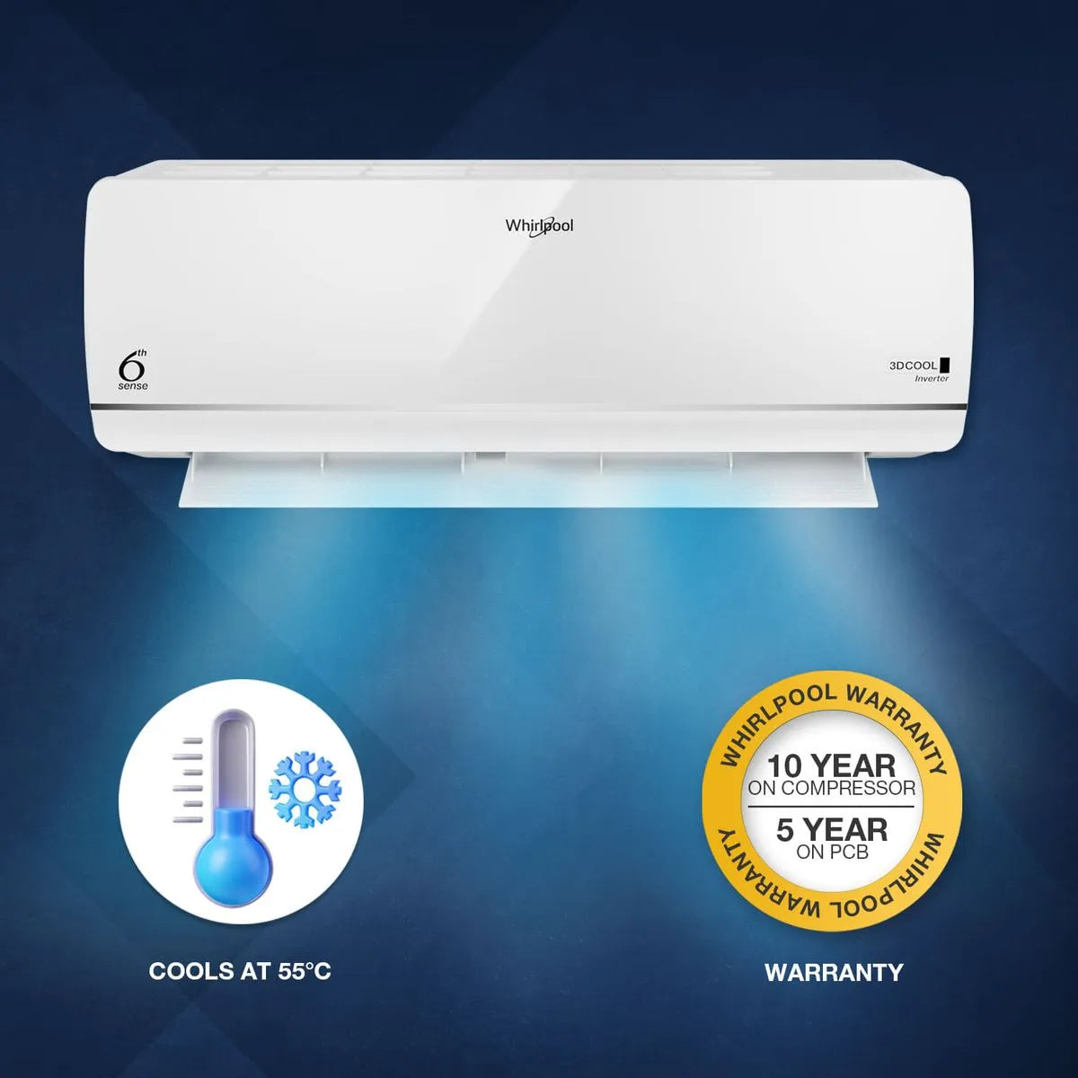 Whirlpool 3DCool Pro 1.5T 3 Star Inverter Split Air Conditioner - 2025 Model(41486/42458)