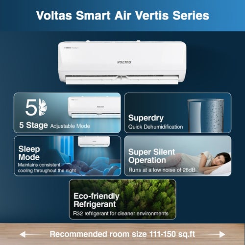 #Voltas 1.5 Ton 5 Star Inverter Split AC Vertis Emerald