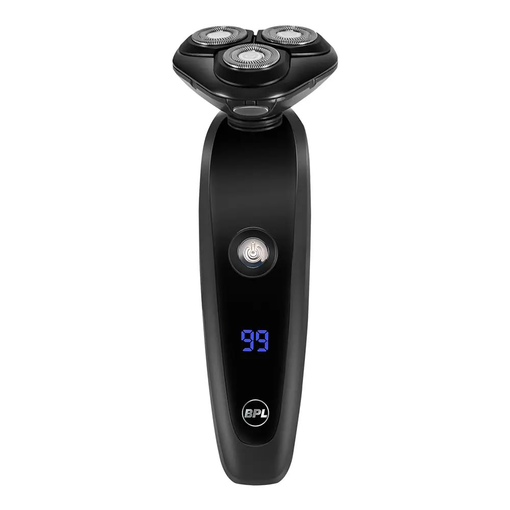 BPL Cordelss Electric Shaver BBS2023R, 3D Pivot & Flex Heads, Rotary Shaver with 3 blades, Fast Charge, Up to 40 Min of Shaving