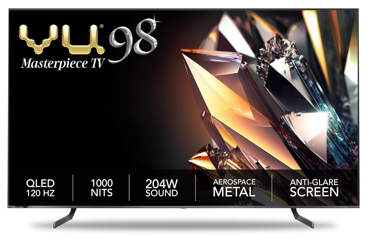 Vu 248 cms (98 inches) Masterpiece Series 4K Ultra HD Smart QLED TV 98QV (Jetplane Grey) With 3 Year Warranty - Navin Mart
