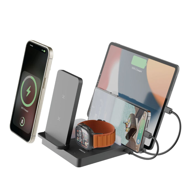 #Color_Black_Wireless charger XECH Powerbase Ultra Black 5-in-1 with USB ports