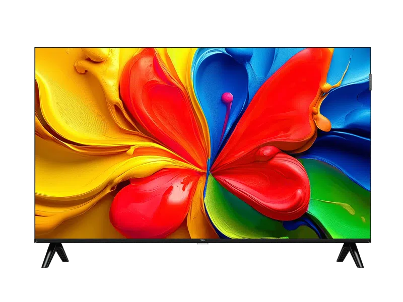 TCL TV 32 Inch S4K HD Ready QLED Smart Google TV displaying vibrant colors and fluid visuals.