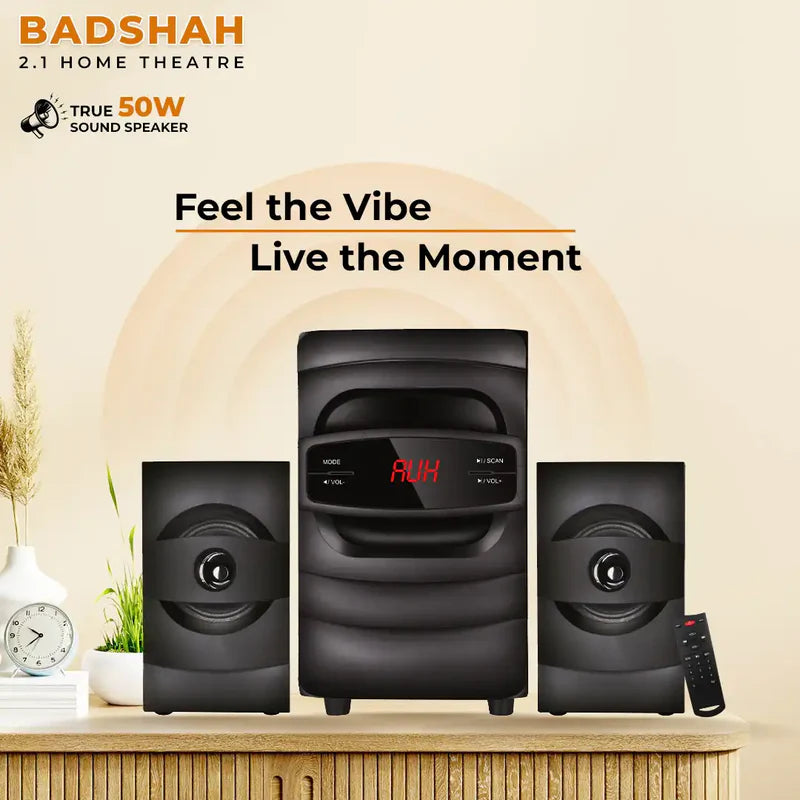 LAPCARE Badshah 2.1 50W Bluetooth Home Theatre with High Bass|Stereo Sound |Multiconnectivity and Wireless Remote (LUS-207)