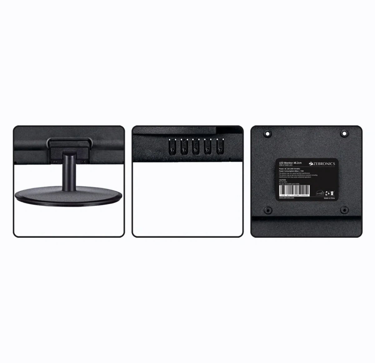 Zebronics Zebster ZE19HD 19 inch LED Monitor back view showing ports and stand design