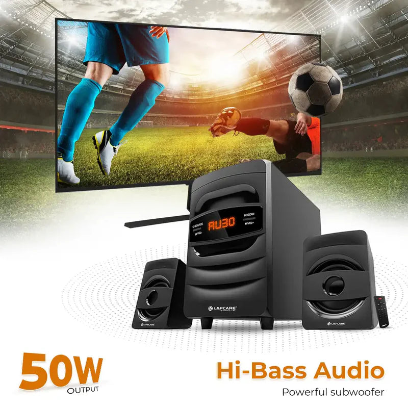 LAPCARE Badshah 2.1 50W Bluetooth Home Theatre with High Bass|Stereo Sound |Multiconnectivity and Wireless Remote (LUS-207)