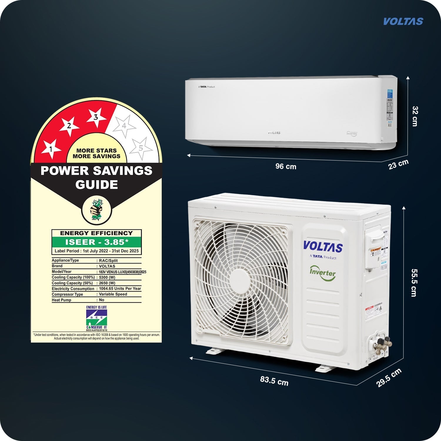 #Voltas 1.5 Ton 3 Star Inverter Split AC Venus Luxe