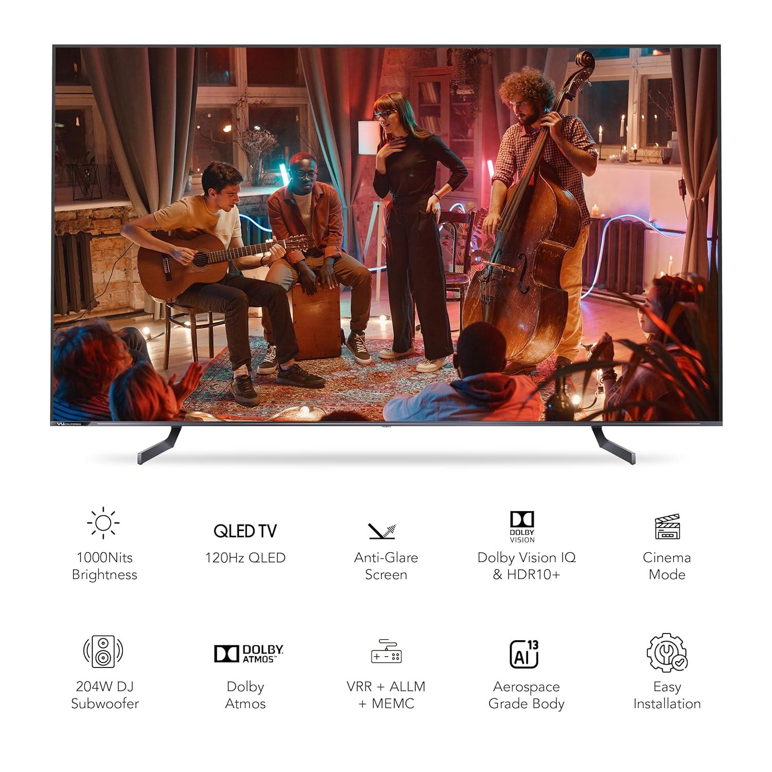 Vu 248 cms (98 inches) Masterpiece Series 4K Ultra HD Smart QLED TV 98QV (Jetplane Grey) With 3 Year Warranty - Navin Mart