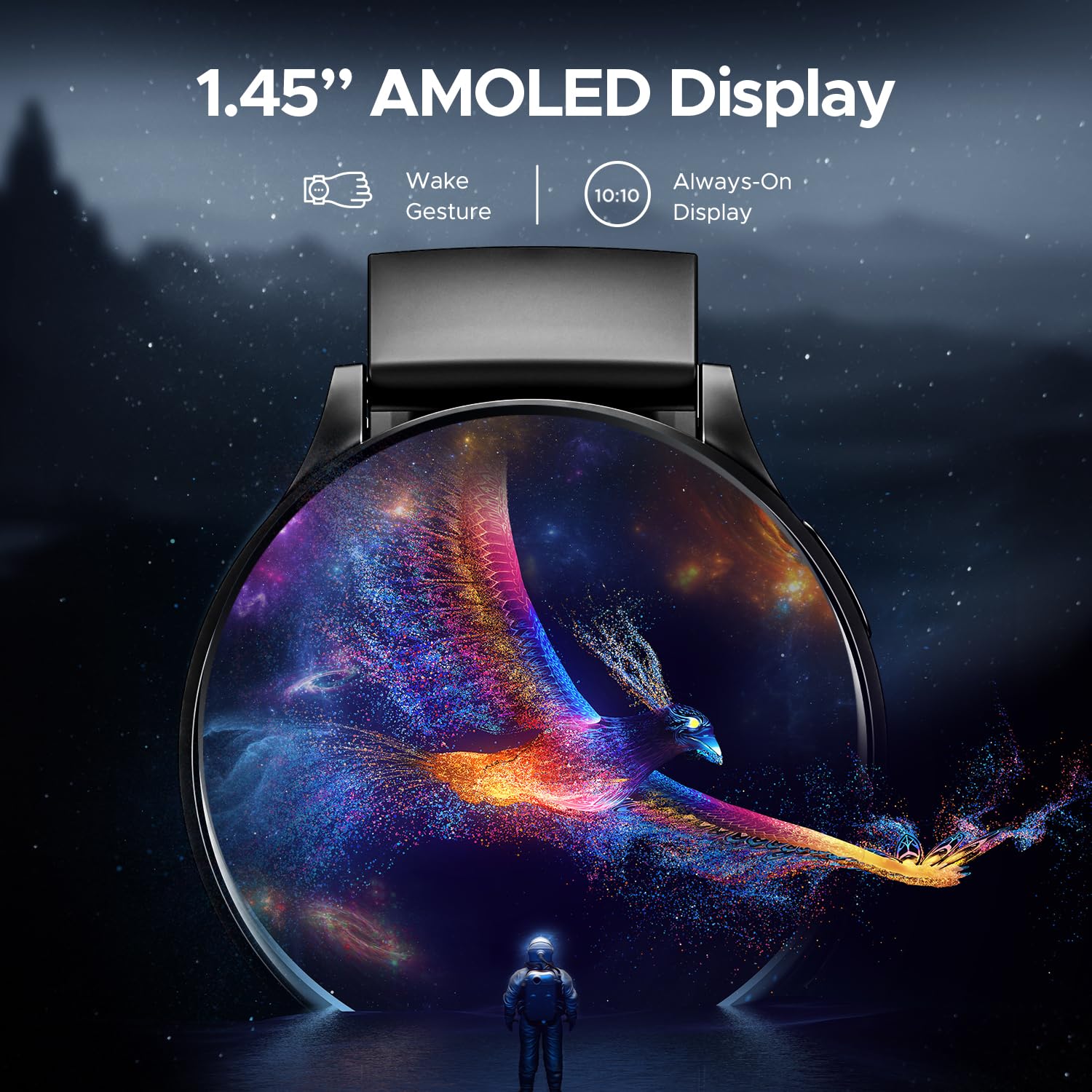 Boat Lunar Orb w/ 1.45" (3.6 cm) AMOLED Display, BT Calling, DIY Watch Face Studio, Coins, Crest App Health Ecosystem, Live Cricket & Football Scores, IP67, Smart Watch for Men & Women