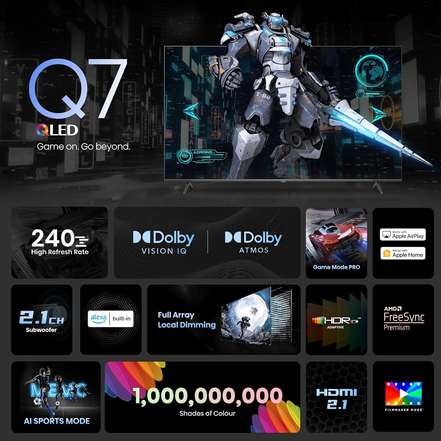 Hisense 215 cm (85 inches) Q7N Series 4K Ultra HD Smart QLED TV 85Q7N (Dark Grey) With 3 Year Warranty