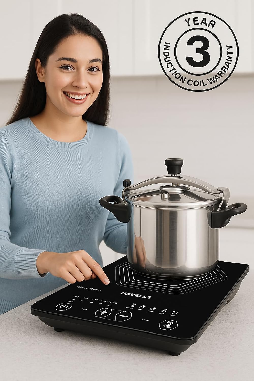 Best Induction cooktop Havells EVO Cook PB12 1200W black portable induction cooktop with 3-year induction coil warranty