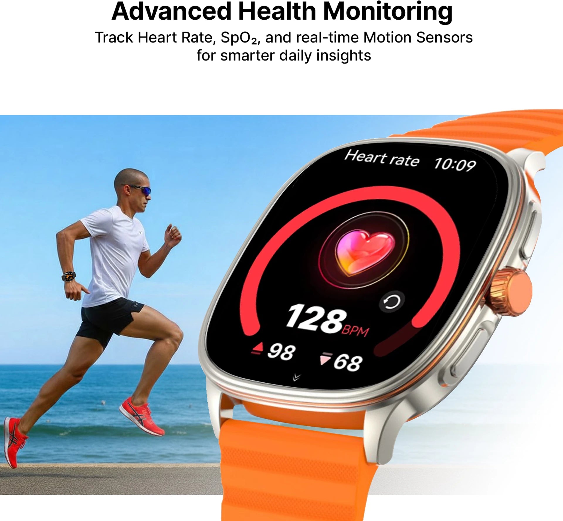AI+ NovaWatch Active Bright Orange Smartwatch