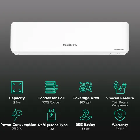 O'General BMA Series 2 Ton 3 Star Split AC (Copper Condenser ASGA24BMAA-B)