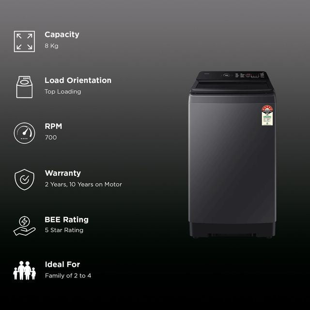 Samsung 8Kg AI Top Load Washing Machine