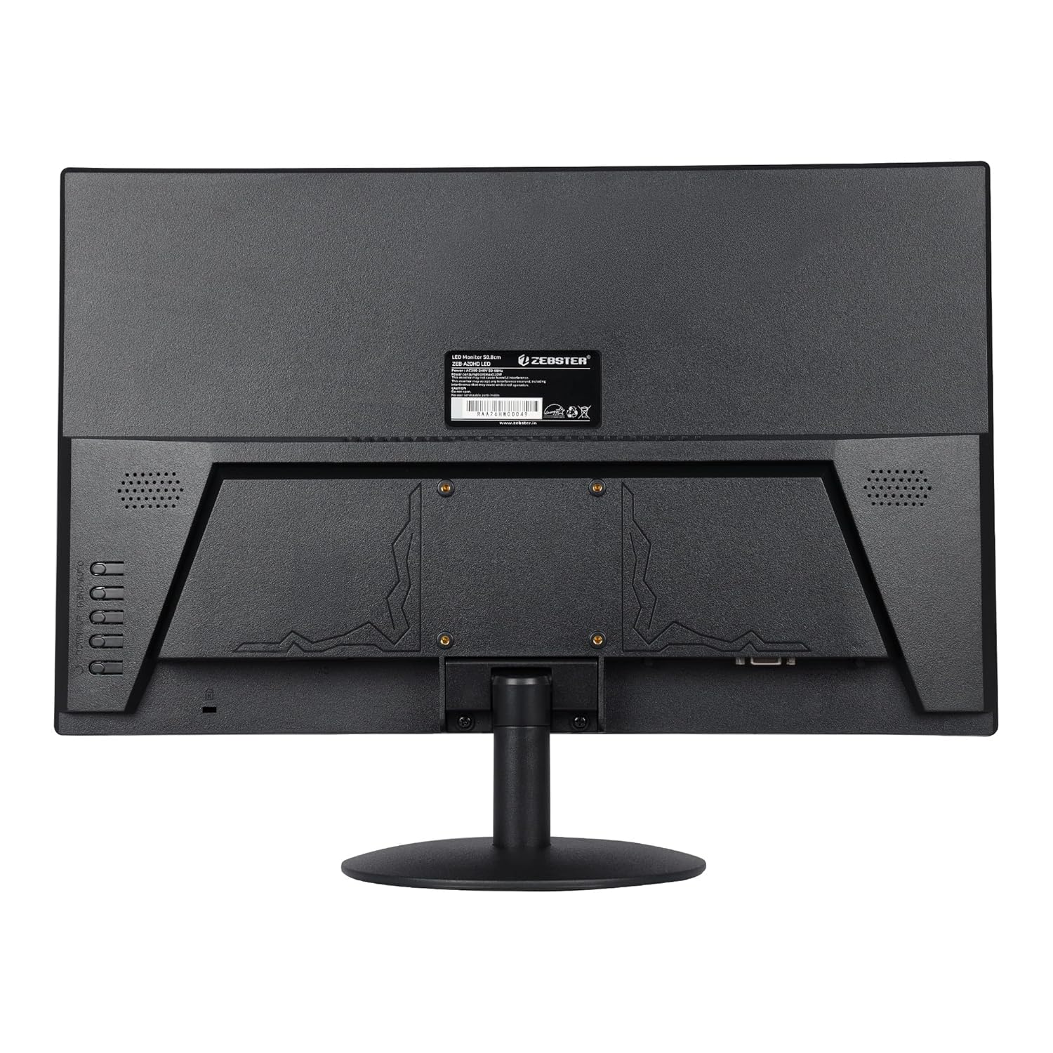Back view of Zebronics Zebster A20HD 20 inch LED Monitor showcasing design and connectivity options.