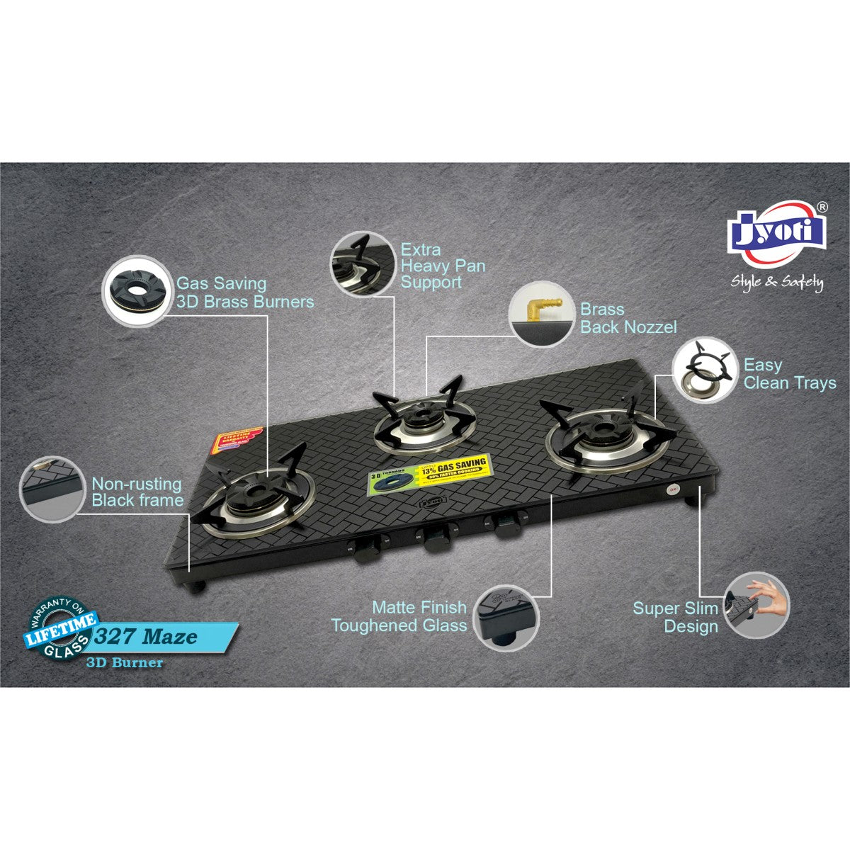 JGS-327 SLEEK NA SPARKLE15250 3D BURNER