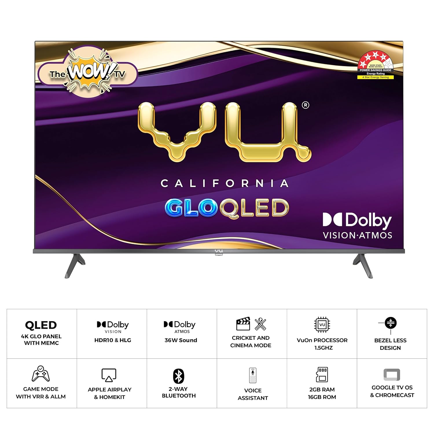 VU GloQLED 75 Inch 4K QLED Smart Google TV