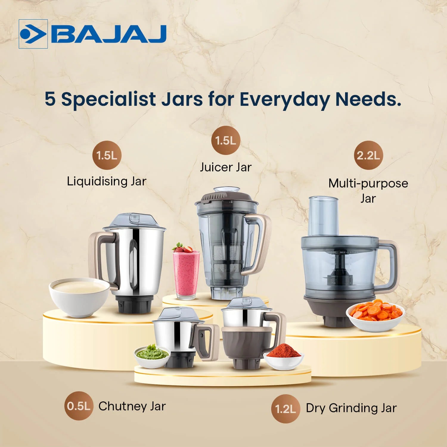 Bajaj Style Mix 1000W 5 Jar Mixer Grinder Aadit Enterprise
