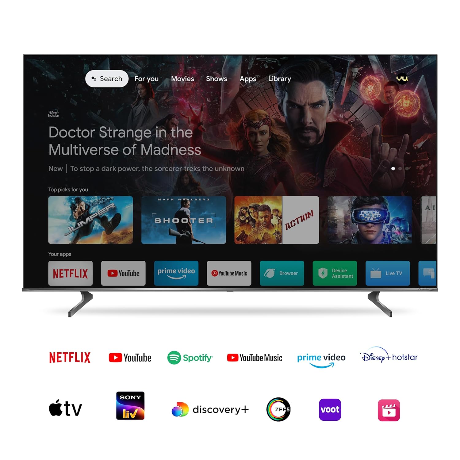 Vu 215 cms (85 inches) Masterpiece Series 4K Ultra HD Smart QLED TV 85QV (Jetplane Grey) With 3 Year Warranty - Navin Mart