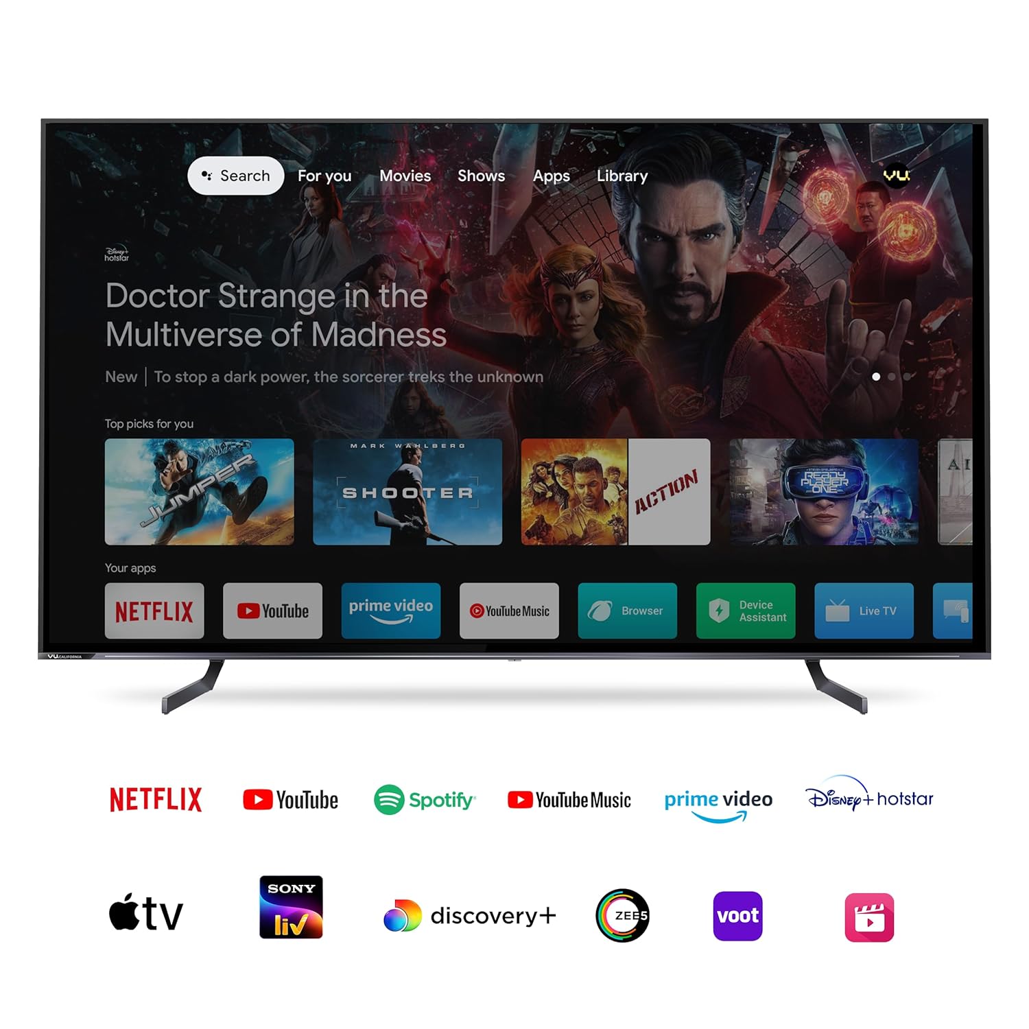 Vu 248 cms (98 inches) Masterpiece Series 4K Ultra HD Smart QLED TV 98QV (Jetplane Grey) With 3 Year Warranty - Navin Mart