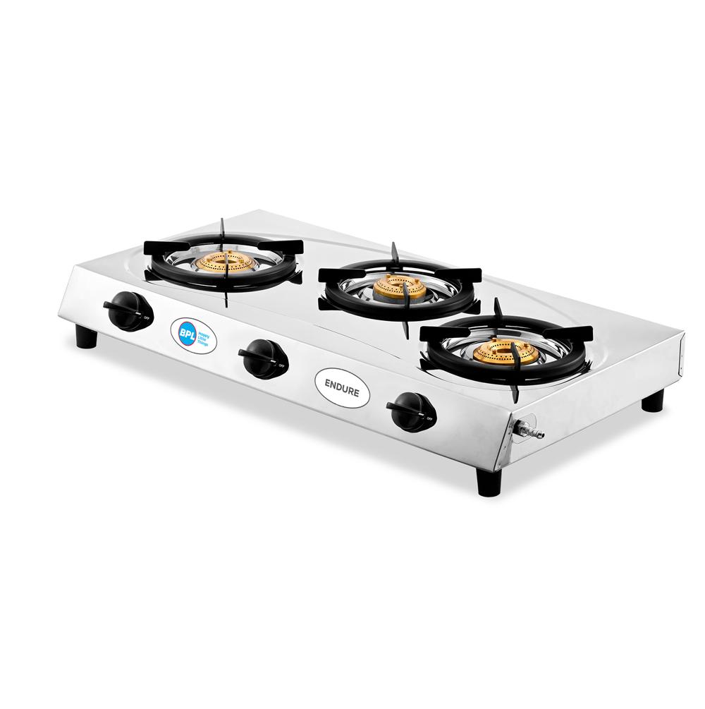 BPL BGSSSB2303B 3-Burner Stainless Steel Gas Stove, ISI Certified