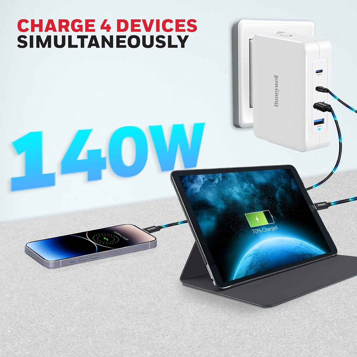 HC000050/CHG/GAN/WHT/140W Honeywell Zest Charger GaN