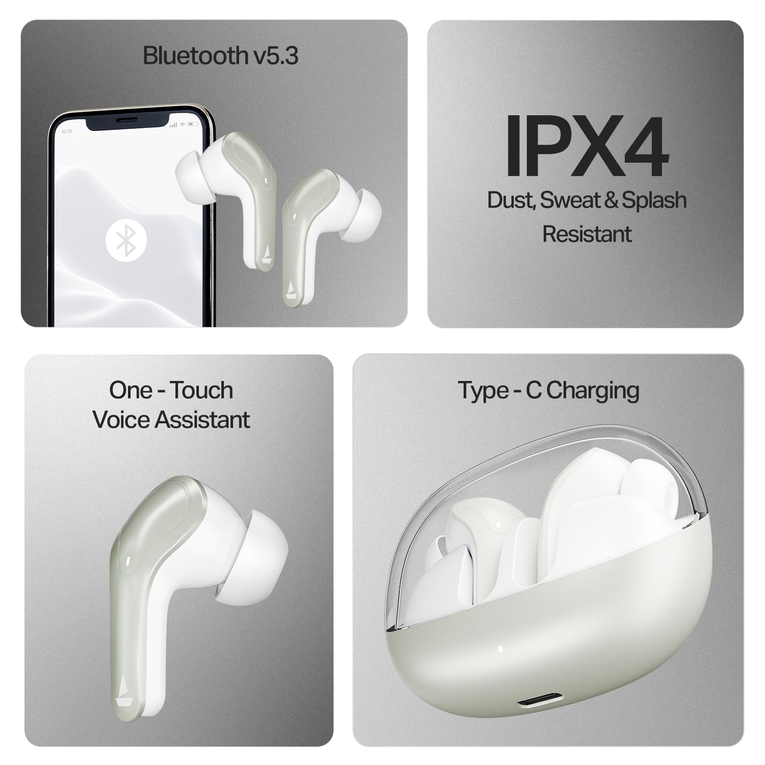 #Color_Ash Grey_boAt Airdopes Plus 311 wireless earbuds