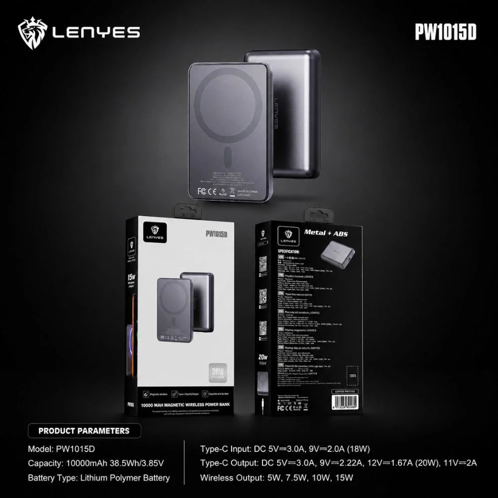 LENYES PW1015D 10000mAh MagSafe Power Bank