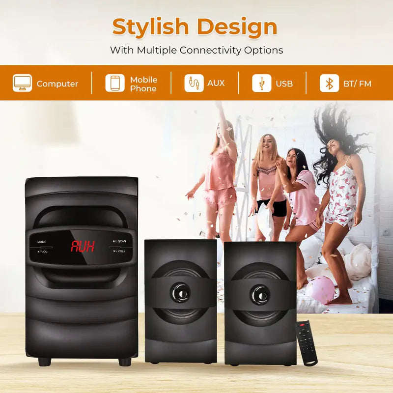 LAPCARE Badshah 2.1 50W Bluetooth Home Theatre with High Bass|Stereo Sound |Multiconnectivity and Wireless Remote (LUS-207)