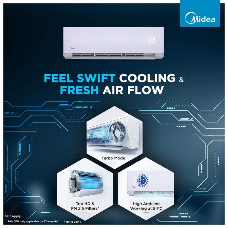 Midea 12K SANTIS PRO-X RYL Wi-Fi INVERTER R32 SPLIT AC_MAI12SP5R35W0 1 Ton