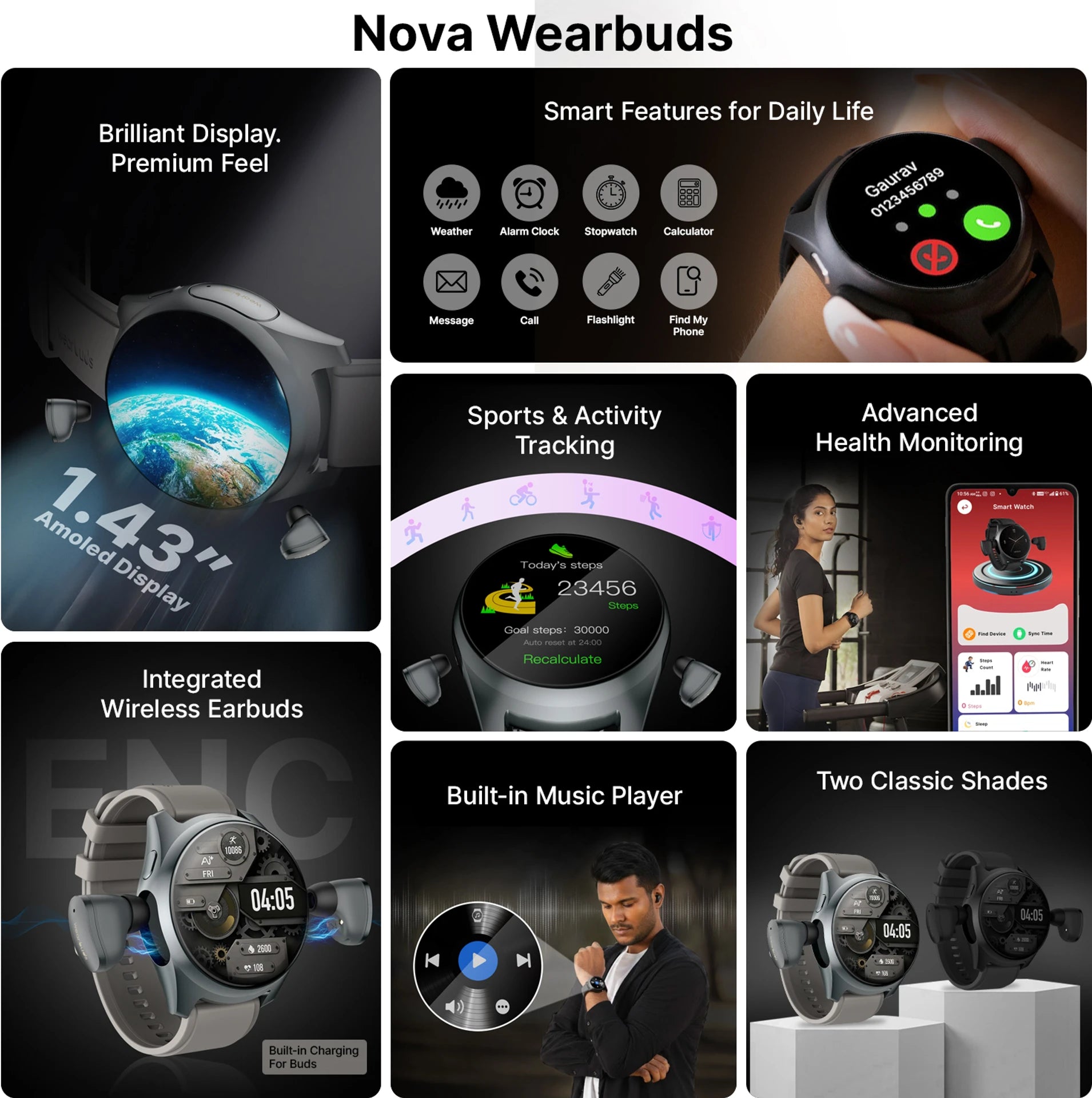 AI+ Wearbuds Space Grey Smartwatch with TWS