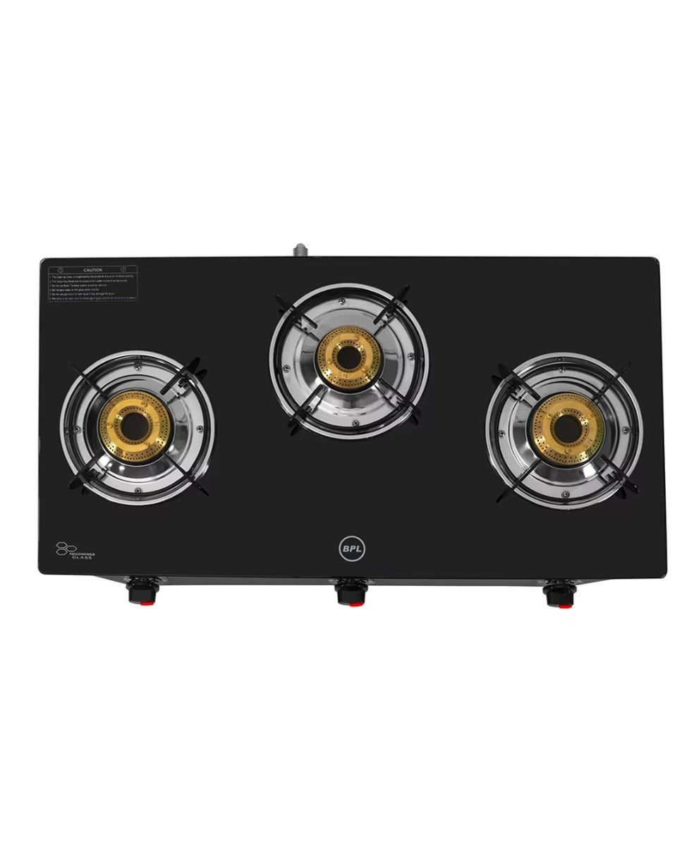 BPL 3 Burner Toughened Glasstop Gas stove (BGSGTR2323BE)