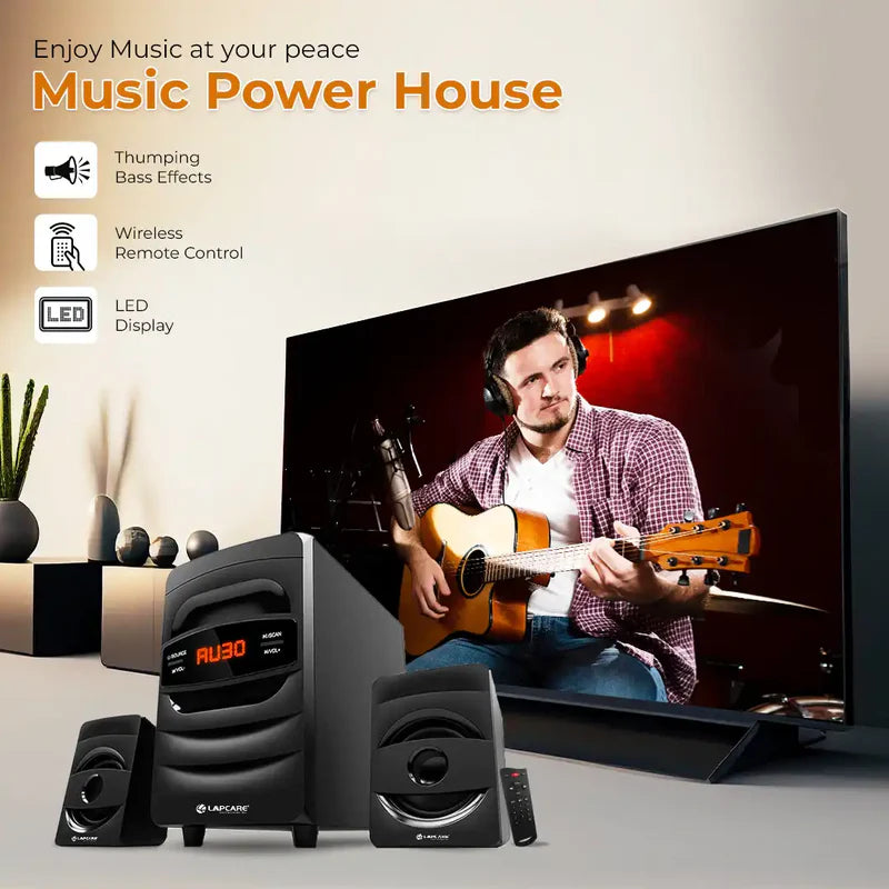 LAPCARE Badshah 2.1 50W Bluetooth Home Theatre with High Bass|Stereo Sound |Multiconnectivity and Wireless Remote (LUS-207)