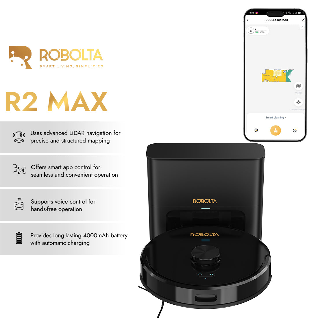 Robolta R2 Max Robot Vacuum Cleaner