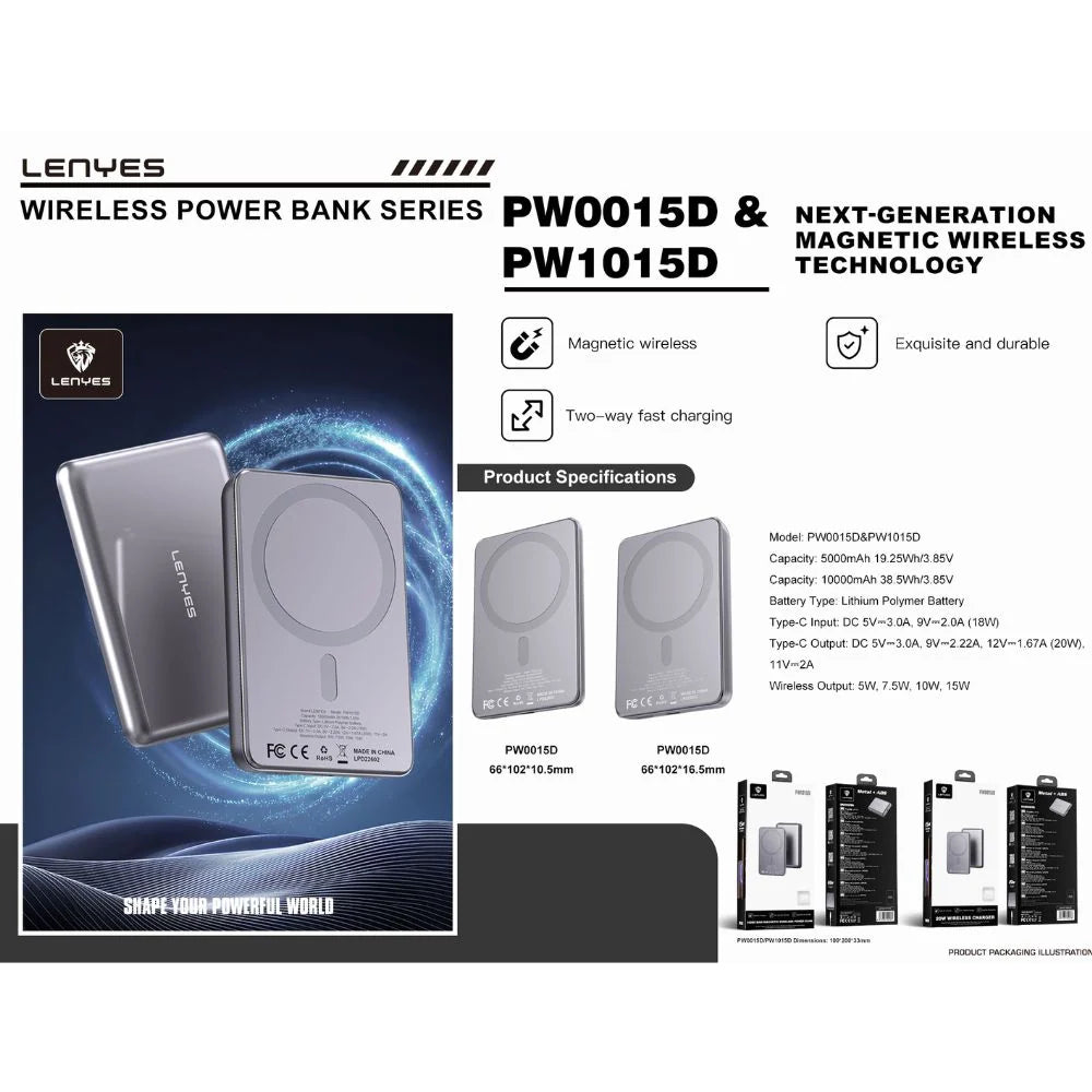 LENYES PW1015D 10000mAh MagSafe Power Bank