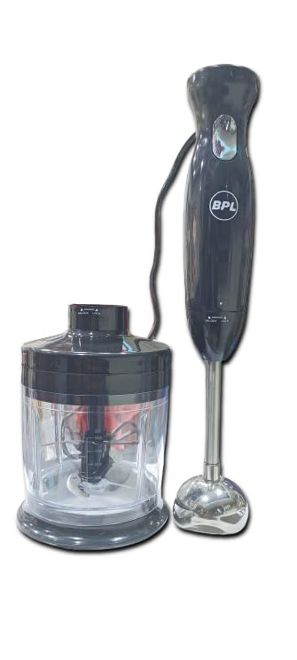 BPL Hand Blender with Chopper, 300W Motor, Silent, Detachable Stainless Steel Shaft, 500ml