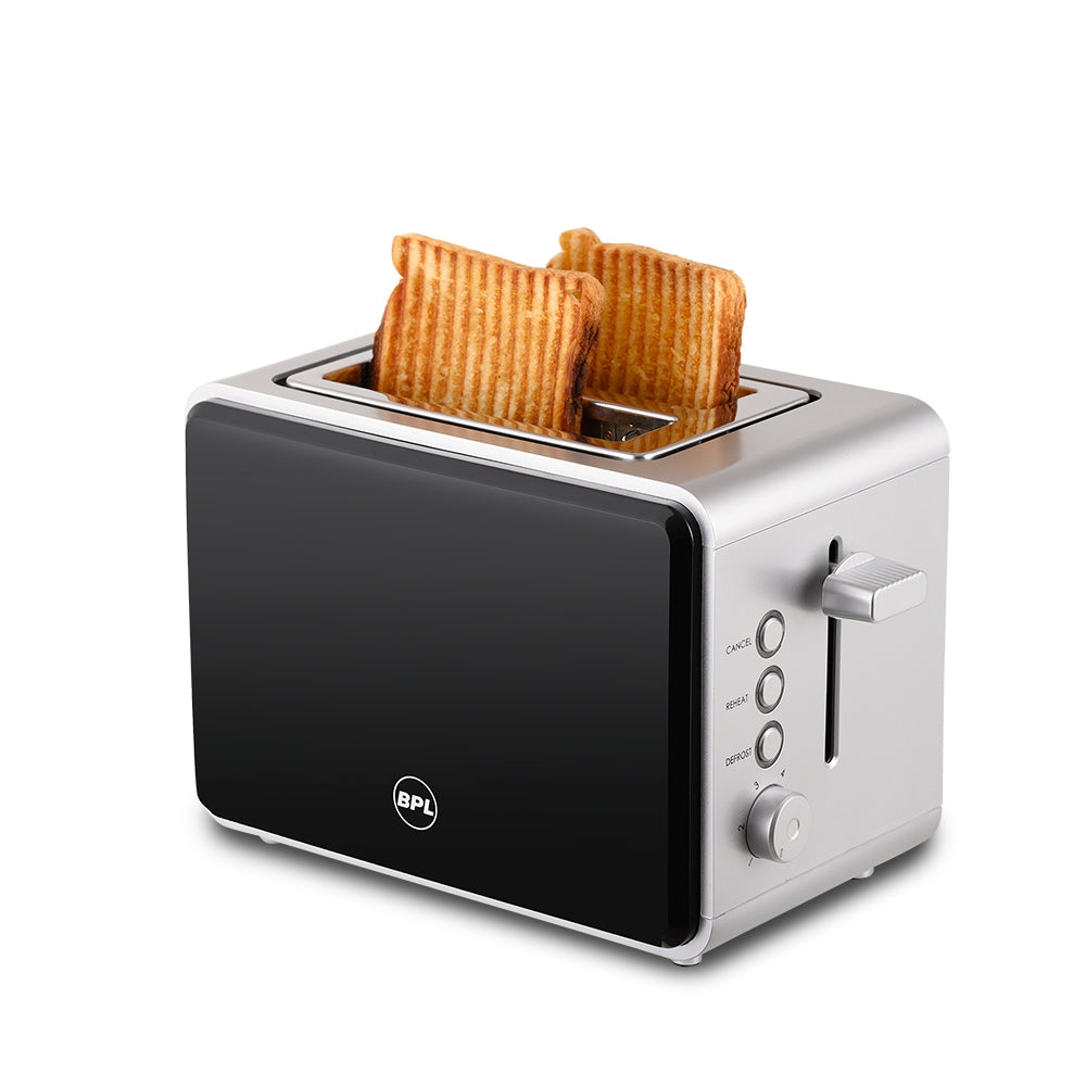BPL MX 750W Pop-up Toaster – Model BPTPM0022S, Black & SilverProduct Description