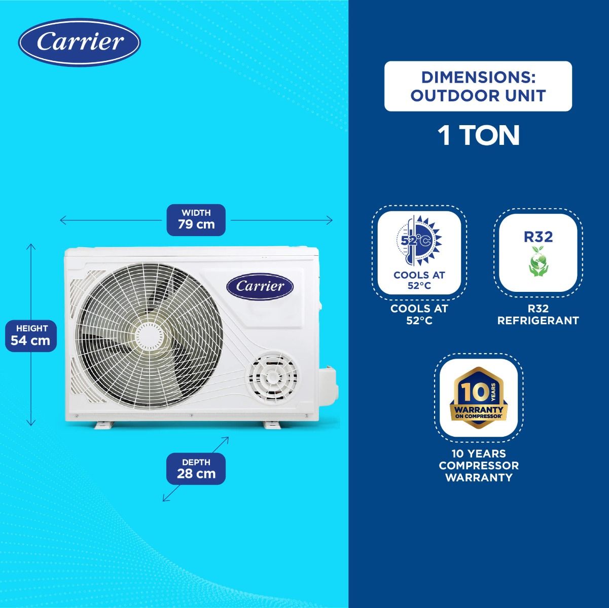 Carrier 1.5 Ton 3 Star Fixed Speed Split AC (Copper- HD Filter & Auto Cleanser- 2024 Model- Xtreme EDGE+ Ex- CAS18XE3R33F0- White)