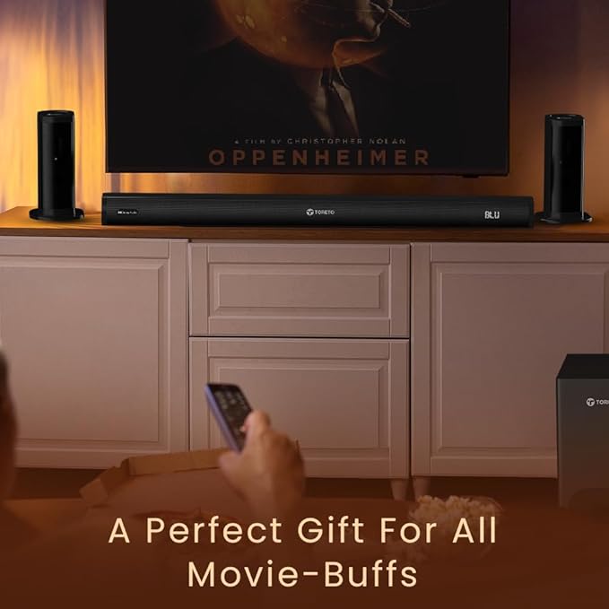 Toreto Harmony Boom 550W Dolby Digital Audio Soundbar 5.1 Channel Home Theater with subwoofer and Satellite Speakers, HDMI, Opt, AUX, USB & Bluetooth, 3 Equalizer Modes, LED Display (Black)