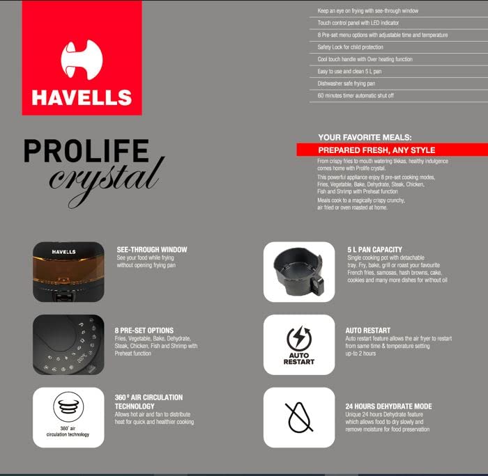 Havells Prolife Crystal Air Fryer