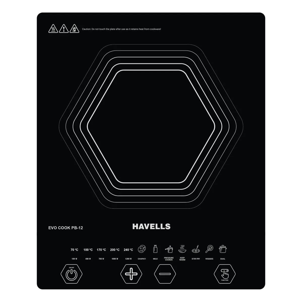 Best Induction cooktop Havells EVO Cook PB12 1200W black induction cooktop with ceramic glass top and touch controls