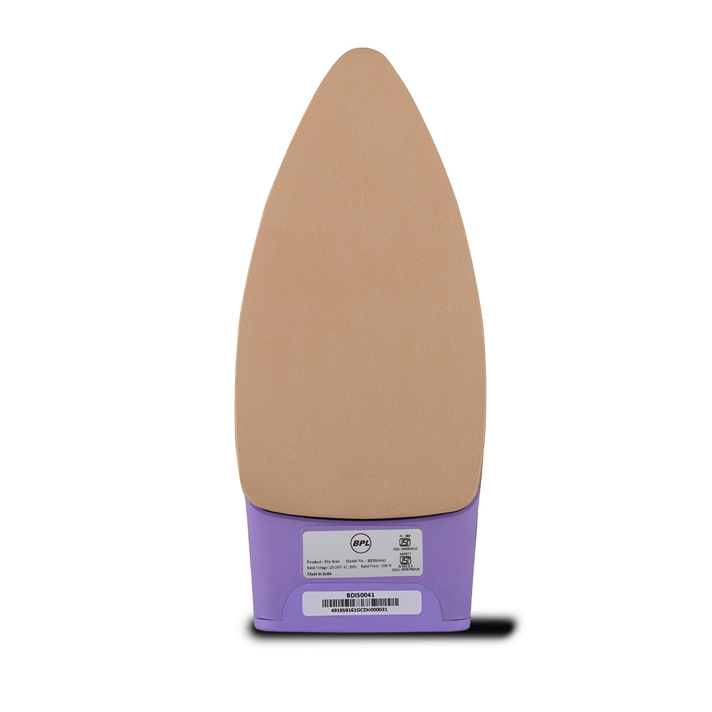 BPL BDIS0041 Dry Iron – 750W, Purple & White, Non-Stick Soleplate