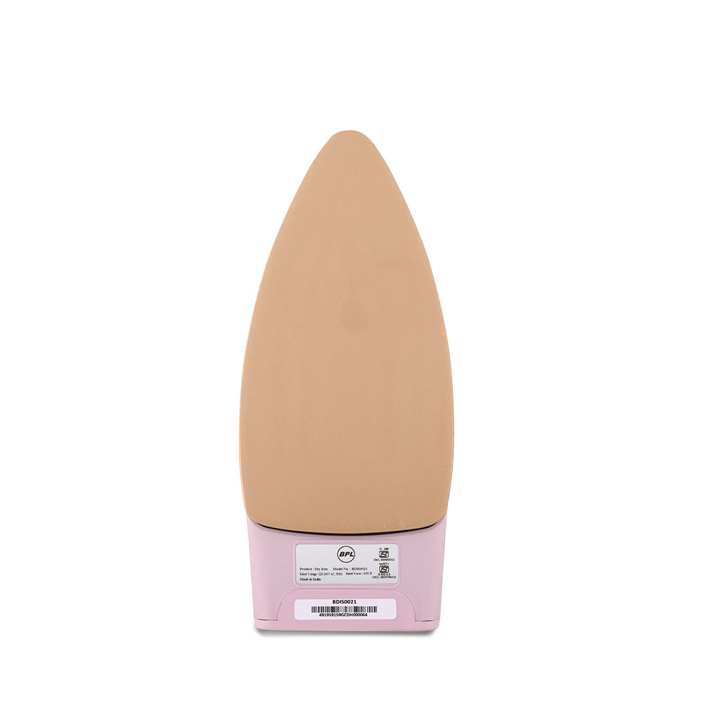 BPL BDIS0021 Dry Iron – 750W, Pink & White, Non-Stick Soleplate